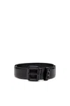 Diesel Logo-plaque Embellished Leather Belt In Black