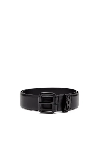 Diesel Logo-plaque Embellished Leather Belt In Black
