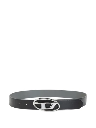 DIESEL LOGO-PLAQUE LEATHER BELT