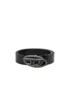 Diesel Leather Belt With Enamelled Buckle In Black