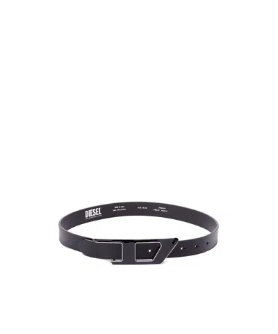 Diesel Logo-plaque Leather Belt In Black