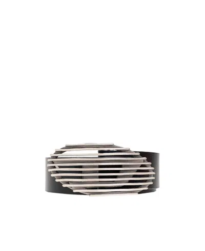 Diesel Logo-plaque Leather Belt In Black