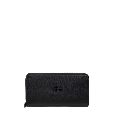 Diesel Logo-plaque Leather Wallet In Black