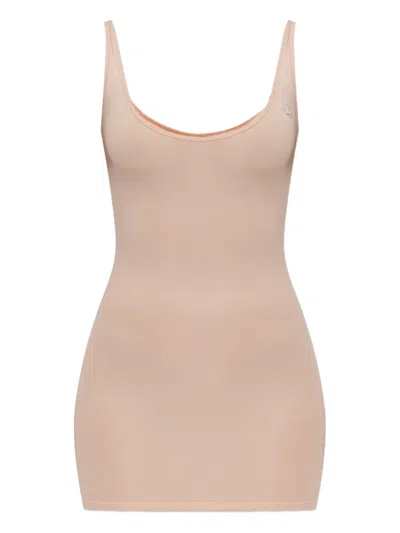 Diesel Logo-plaque Mini Dress In Neutral