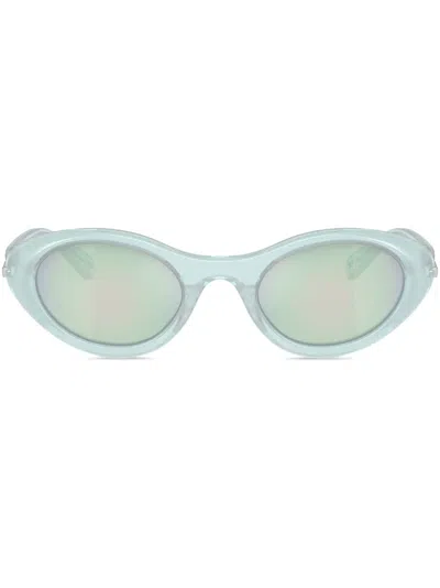 Diesel Logo-plaque Oval-frame Sunglasses In Blue
