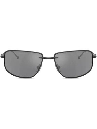 Diesel Logo-plaque Rectangle-frame Sunglasses In Black