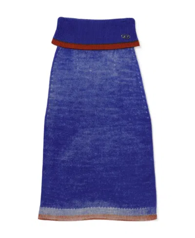 Diesel Logo-plaque Ribbed Knitted Skirt In Blue