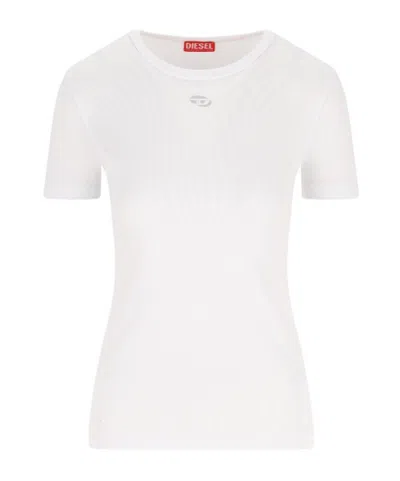 Diesel Logo Plaque Ribbed T-shirt In White