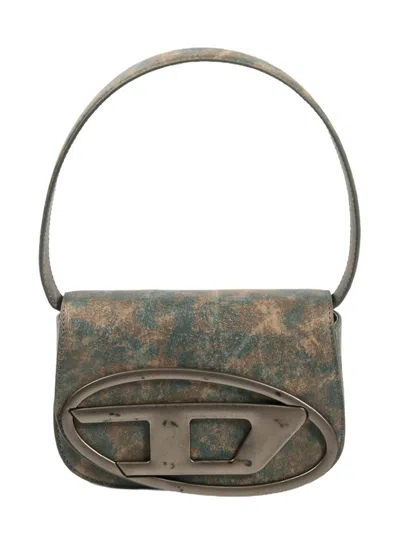 Diesel Logo Plaque Shoulder Bag In Blue