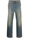 Diesel Logo-plaque Straight-leg Jeans In Blue