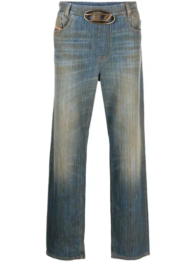 Diesel Logo-plaque Straight-leg Jeans In Blue