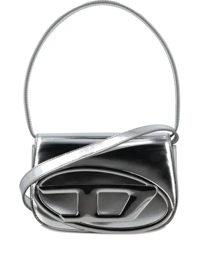 Diesel Logo-plaque Tote Bag In Silver