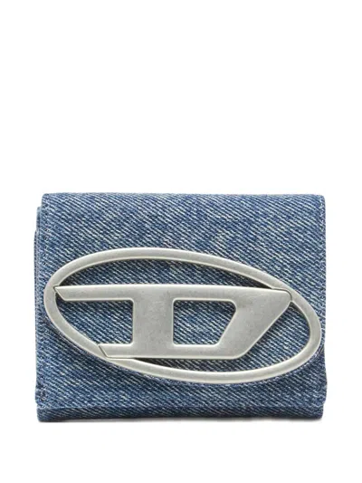 Diesel Logo-plaque Wallet In Blue