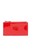 Diesel Logo-plaque Zip-fastening Card Holder In Red