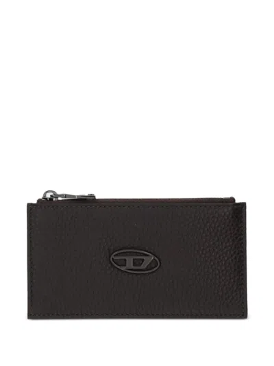 Diesel Logo-plaque Zip-fastening Wallet In Black