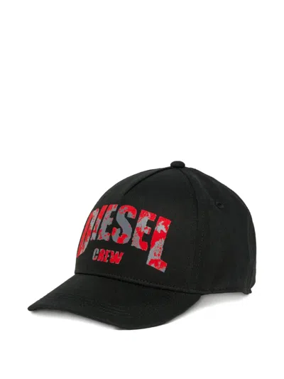 Diesel Kids' Logo-print Cotton Cap In Black