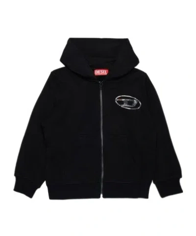 DIESEL DIESEL KIDS LOGO-PRINTED ZIPPED HOODED JACKET