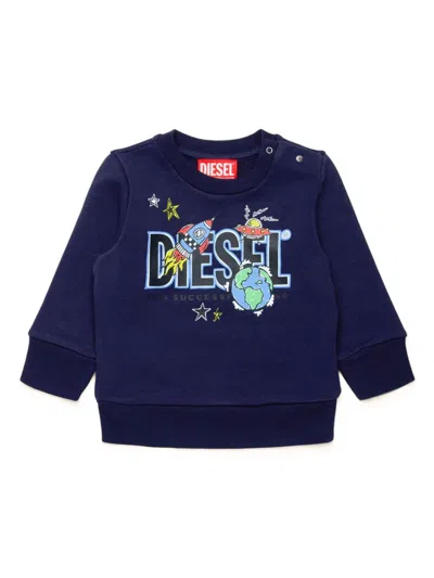 Diesel Babies' Sweatshirt Mit Logo-print In Blau