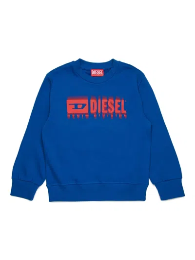 Diesel Kids' Logo-print Cotton Sweatshirt In Blue