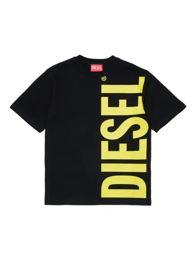 Diesel Kids' Logo-print Cotton T-shirt In Black