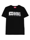 Diesel Kids' Logo-print Cotton T-shirt In Black