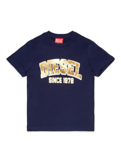 Diesel Kids' Logo-print Cotton T-shirt In Blue