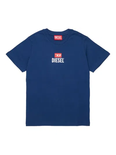 Diesel Kids' Logo-print Cotton T-shirt In Blue