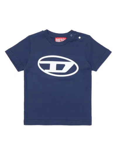 Diesel Babies' Logo-print Cotton T-shirt In Blue