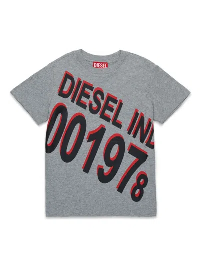 Diesel Kids' Logo-print Cotton T-shirt In Grey