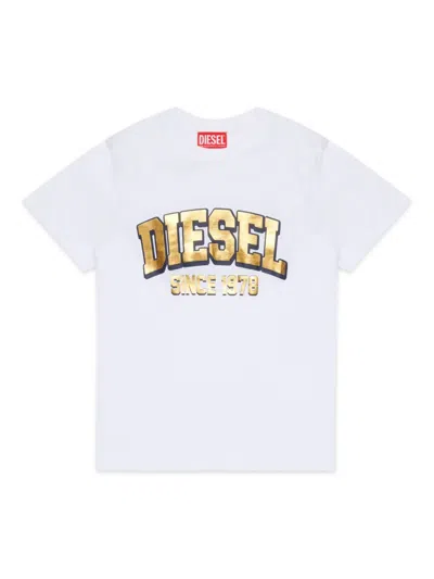 Diesel Kids' Logo-print Cotton T-shirt In White