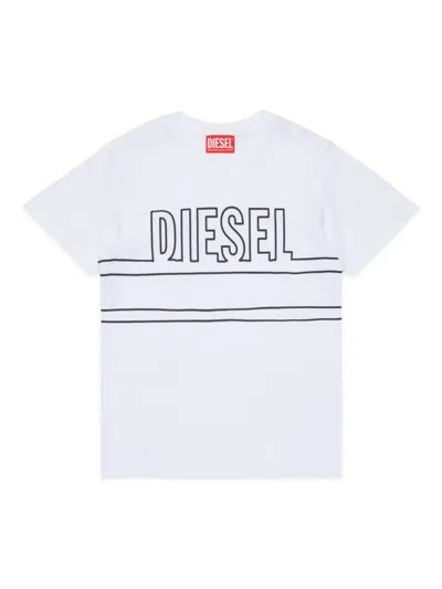 Diesel Kids' Logo-print Cotton T-shirt In White