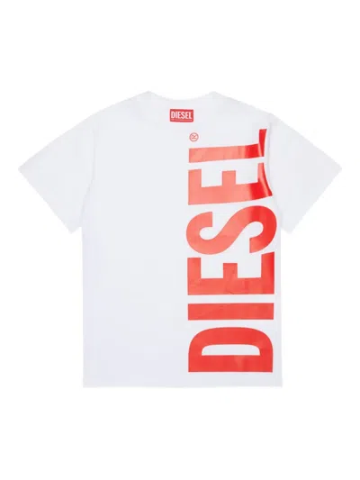Diesel Kids' Logo-print Cotton T-shirt In White
