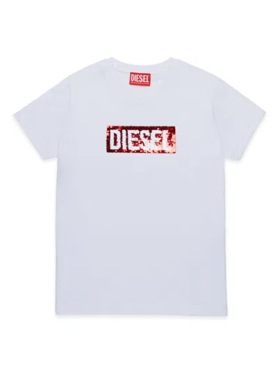 Diesel Kids' Logo-print Cotton T-shirt In White