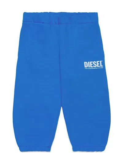 Diesel Babies' Logo-print Cotton Track Pants In 蓝色
