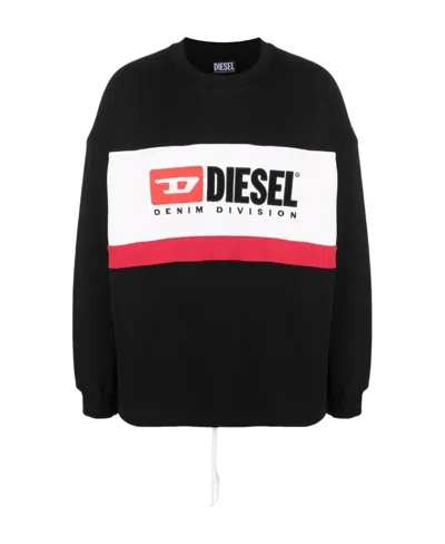 Diesel Logo-print Crew Neck Sweatshirt In Black