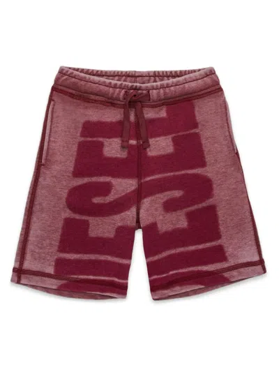 Diesel Kids' Logo-print Drawstring Shorts In Red