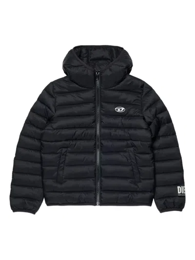 Diesel Kids Jstony Padded Hooded Jacket In Black