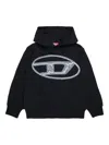 Diesel Felpa Con Cappuccio E Maxi Logo Oval D Bicolor In Black