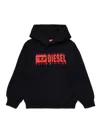 Diesel Felpa Con Cappuccio E Logo Degradé In Black