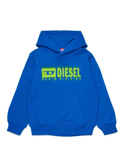 Diesel Kids' Logo-print Hoodie In Blau