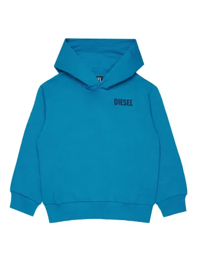 Diesel Kids' Logo-print Hoodie In Blue