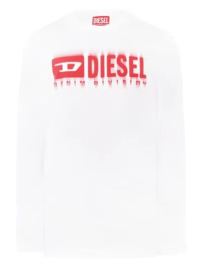 Diesel Kids' Logo-print Long-sleeve T-shirt In White