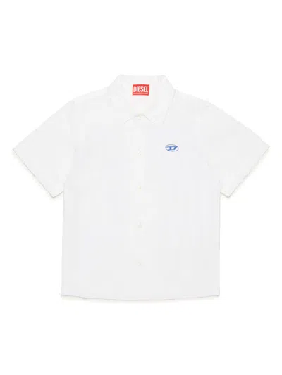Diesel Kids' Logo-print Polo Shirt In White
