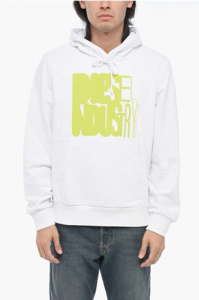 Diesel Logo Print S-ginn-hood-k29 Hoodie In White