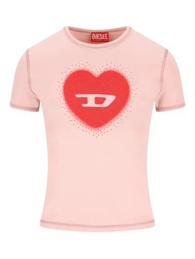 Diesel Logo-print Short-sleeve T-shirt In Pink