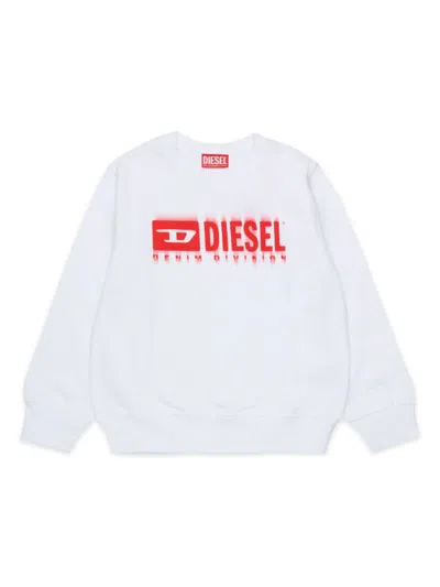 Diesel Kids' Felpa Girocollo Con Logo Degradé In White