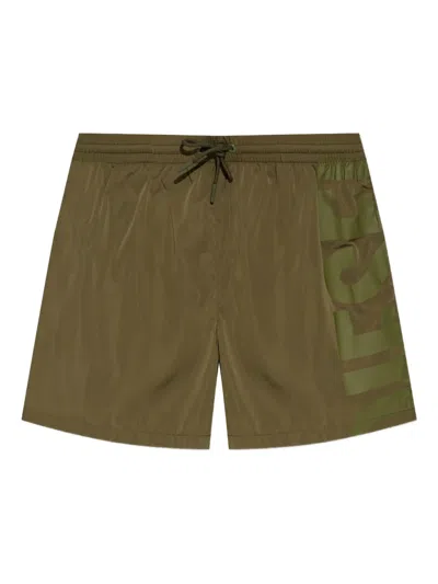 Diesel Logo-print Swim Shorts In Green