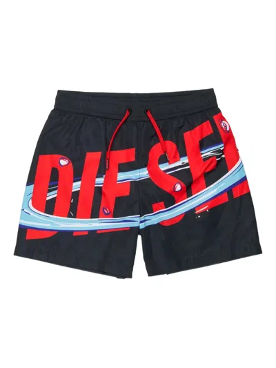 Diesel Kids' Logo-print Swim Shorts In Black