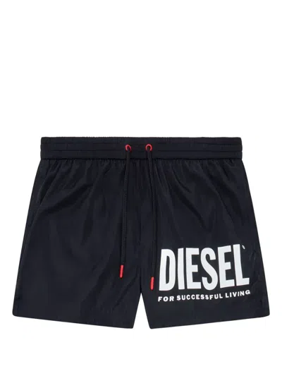 Diesel Logo-print Swim Shorts In Black