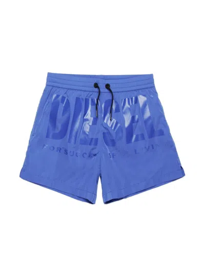 Diesel Kids' Logo-print Swim Shorts In Blue